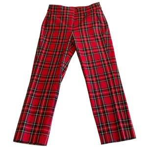 J.Crew Pants 0P (25x22.5) Martie Slim Cropped Red Plaid Royal Tartan Mid Rise